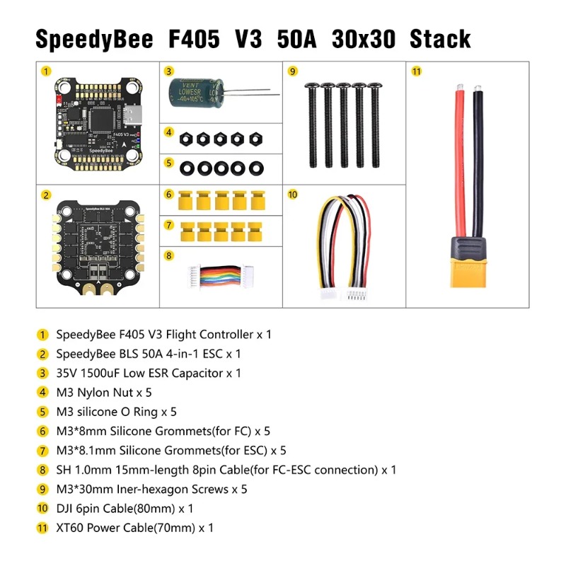 SpeedyBee F405 V3/V4 FC ESC St - Speedybee F405 V4 Bls 55A Stack avaliação e preço